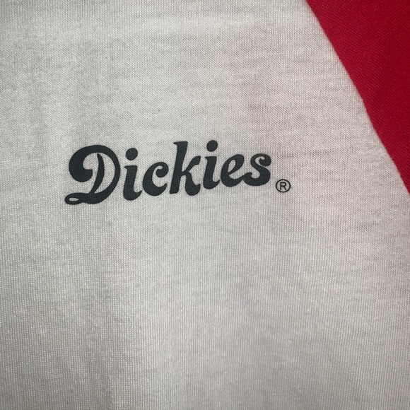 Red and White Dickies Baseball Cropped Tee - Picture 3 of 5